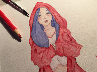 The Red Cape character color drawing illustration watercolor