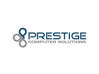 Prestige Computer Solutions blue blue and grey clean corporate graphic gray grey logo logotype mark p suits