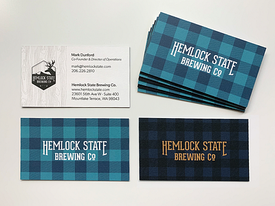 Hemlock State Business Card brewery business card plaid print