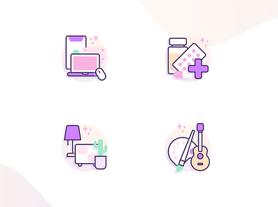 Ecommerce Illustration icon app art brush clean computer flat furniture gadget guitar hobby icon icon set lamp medicine ui web