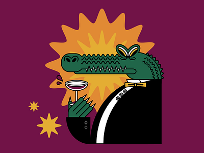 Crocodile 2d animal character design food illustration vector