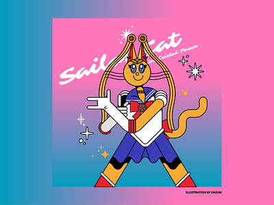 Sailor Moon Cat 2d animal animation art cat character color design drawing illustration vector