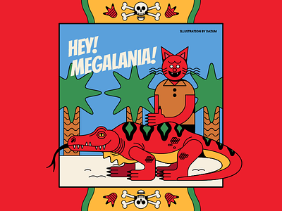 HEY! MEGALANIA! 2d animal art cat character color design drawing illustration lizard vector