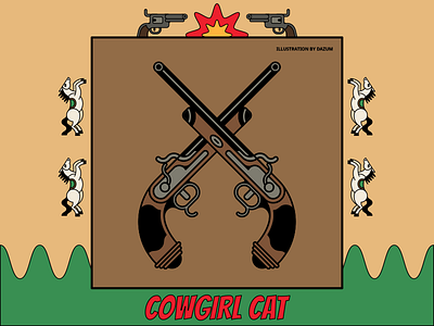 Cowgirl Cat - 2 2d animal art color desing drawing gun illustration vector work