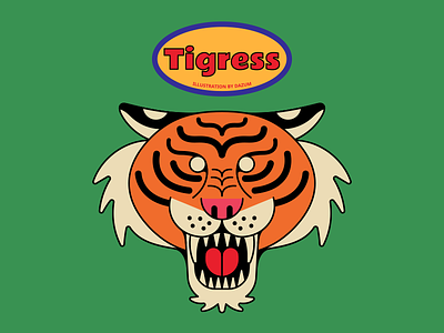 DASOM FRIEND - Tigress 2d animal art cat character color design drawing friend illust illustration tiger vector vintage work