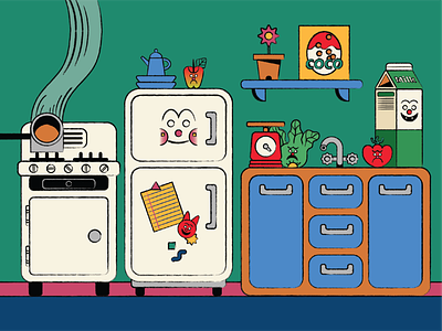 What’s in my fridge? 2d art character color design drawing food illust illustration vector work