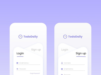 TodoDaily Log in and Sign up Ui Design app design graphic design ui ux