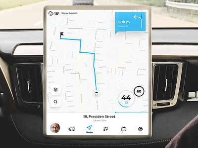 Navigator for cars based on Google Maps app car dashboard google map navigate ui ux ui