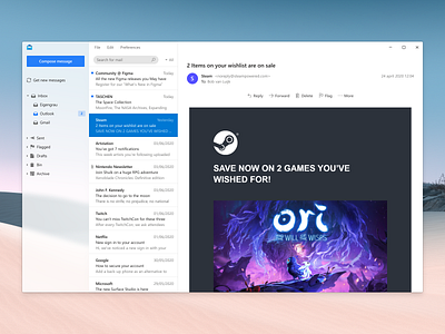 Windows 10 mail redesign