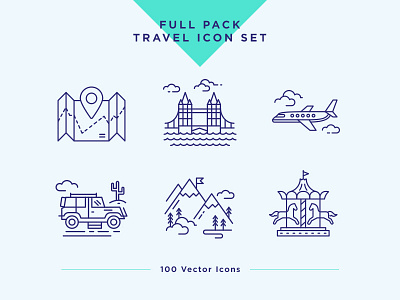 Travel & Landmarks Icons Set