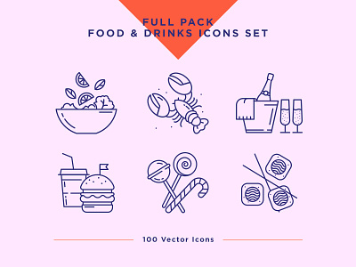 Food & Drinks Icons Set drink icon food icon icon set icons restaurant ui ux vector