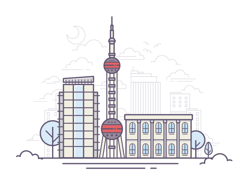Illustration city#002 The Oriental pearl tower in Shanghai city illustration