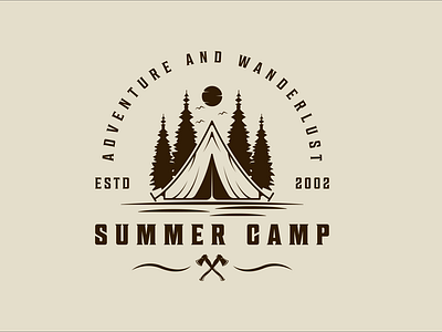 summer camp logo vintage vector design