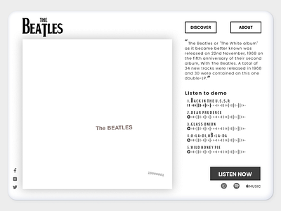 Daily UI 003- Landing Page albumlandingpage beatles dailyui dailyuichallange landingpage ui uidesign uiux uxdesign