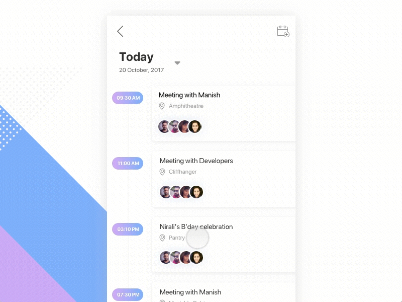 Schedule a meeting animation app application design interaction interface meeting mobile schedule ui
