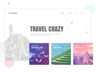 Travelaround design homepage interface layout site travel ui web website