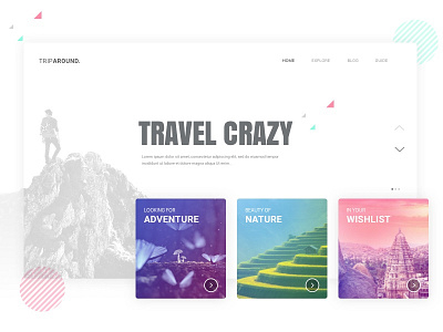 Travelaround design homepage interface layout site travel ui web website