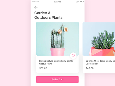 Daily UI Challenge (Day 44) - Favourites add app design favorites interface layout minimal mobile plants shopping ui