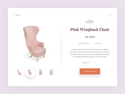 Product Detail card design detail ecommerce furniture orange pink product ui violet