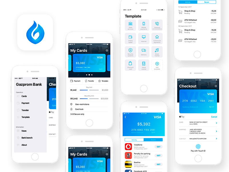 Gazprom Banking. Concept redesign for IOS 11 gazprom ios11 ux ui mobile banking bank concept redesign