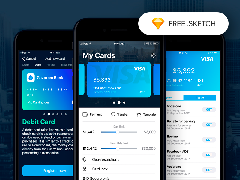 Gazprom Banking. Concept redesign for IOS 11 sketch ux ui redesign mobile ios11 gazprom concept banking bank