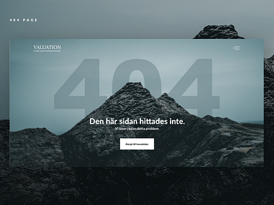 Valuation.se. Higher than heaven. 404 blackwhite minimalism mobile mountains site swedish ui ux web design