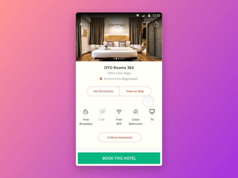 Single page checkout animation app checkout detail form hotel interaction mobile product page travel ui website