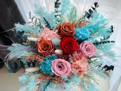 Little Mermaid Ariel Theme Preserve and Dry Flower Hand Bouquet