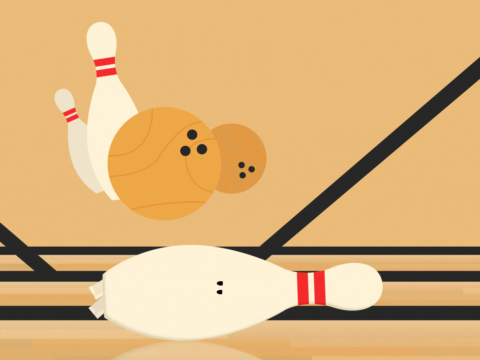 Bowling time! adobe aftereffects animation animation 2d animation design bowling bowling pin bowlingalley bowlingpin graphic design mograph motiongraphics runcycle running