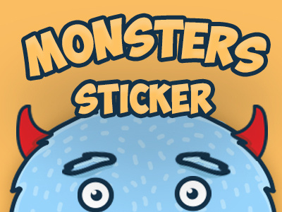 Monsters Sticker set app branding icons illustration logo monsters set sticker