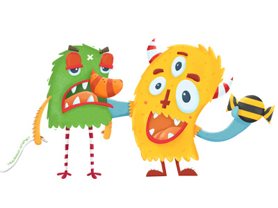 Monsters beeline character color digital illustration monsters