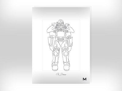 Poster - Power Armor Sketch WIP art artwork concept art design drawing drawingart drawn fallout fallout 4 illustration poster power armor wip