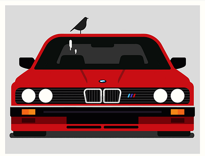 Family car bmw car classiccar e30 flat illustration oldcar