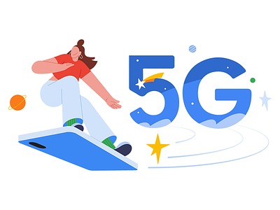 Google Fi 5g character color googlefi illustration phone