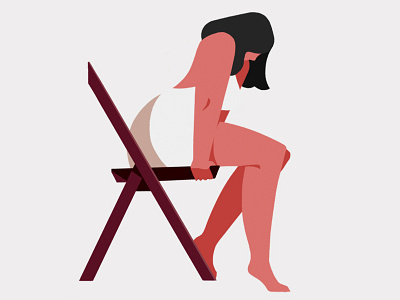 Today Woman chair character illust woman