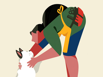 Couple color couple dog frenchbulldog illustration people pet