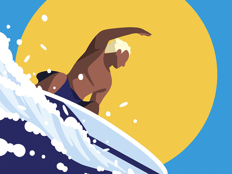 surfing surf color summer character illustration