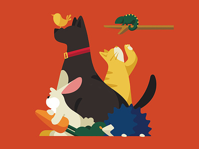 Animal Companions animal character color dog flat illustration pet vector