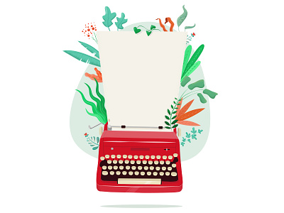 Typewriter Illustration create flora floral design illustration typewriter vector