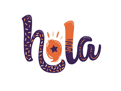 Hola branding colourful design logo orange purple talk typography vibrant