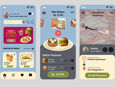 Aplikasi Seluler Pengiriman Makanan app design ui