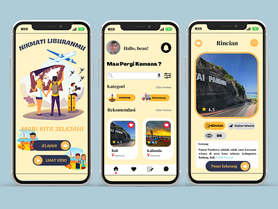 Aplikasi Seluler Liburan app design ui