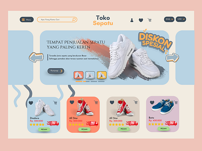 Website E-commerce Toko Sepatu app design ui