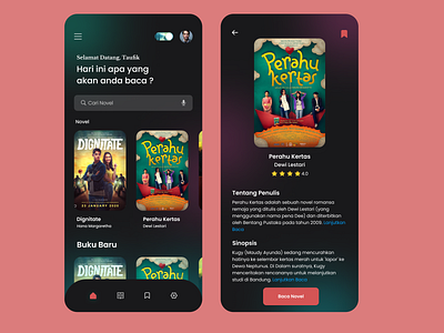 Aplikasi Membaca Buku / Novel app design ui