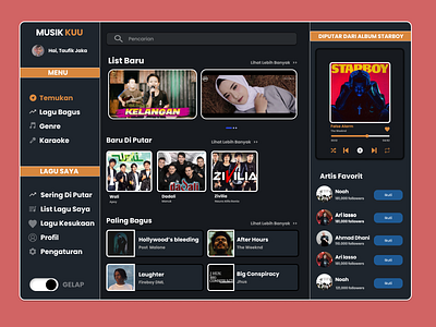Website Musik app design ui