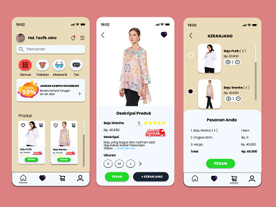 Aplikasi E-commerce app design ui
