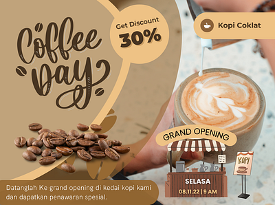 Grand Opening Kedai Kopi app design graphic design ui