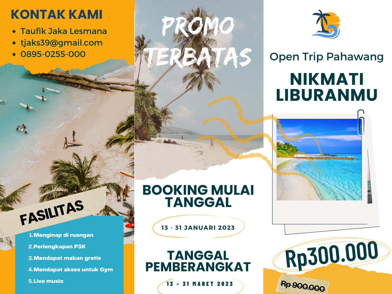 contoh pamflet open trip