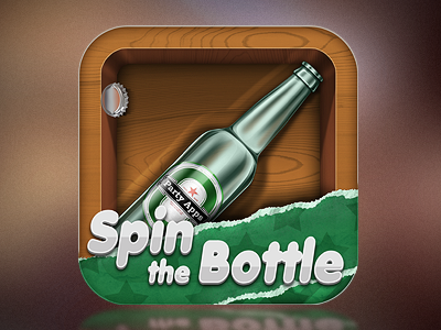 Spin the Bottle app icon alcohol app beer bottle icon ios iphone wood