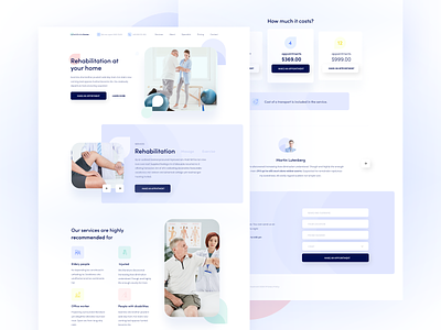 Therapy and rehabilitation center contact health homepage landing page pricing pricing table rehabilitation services services page testimonials ui website